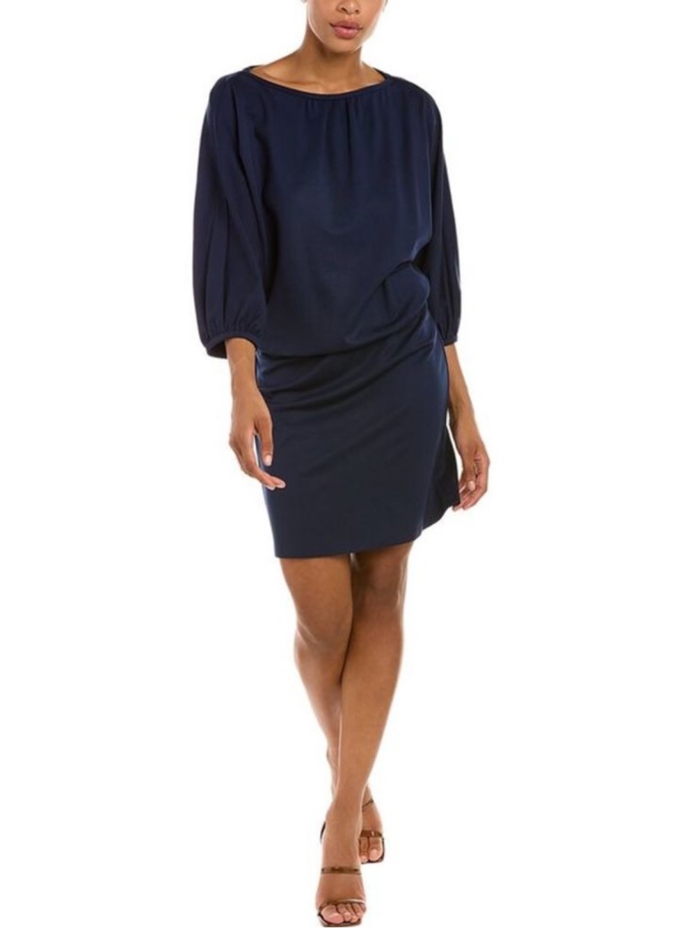 NWT Trina Turk Bela Dress in Navy sz Small Blouson 3/4 Sleeve